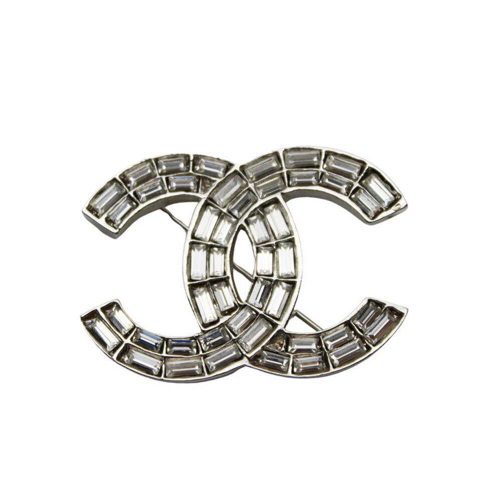 CHANEL Silver Logo Brooch